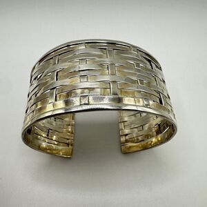 Solid sterling‎ silver woven cuff bracelet!